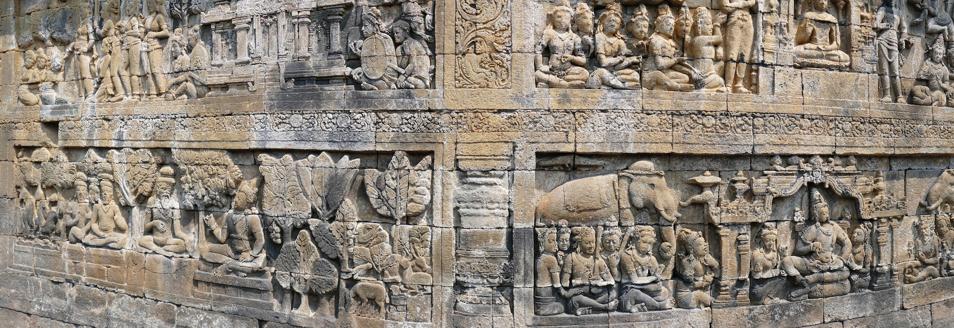 Reliefs beschreiben zum Leben Buddhas