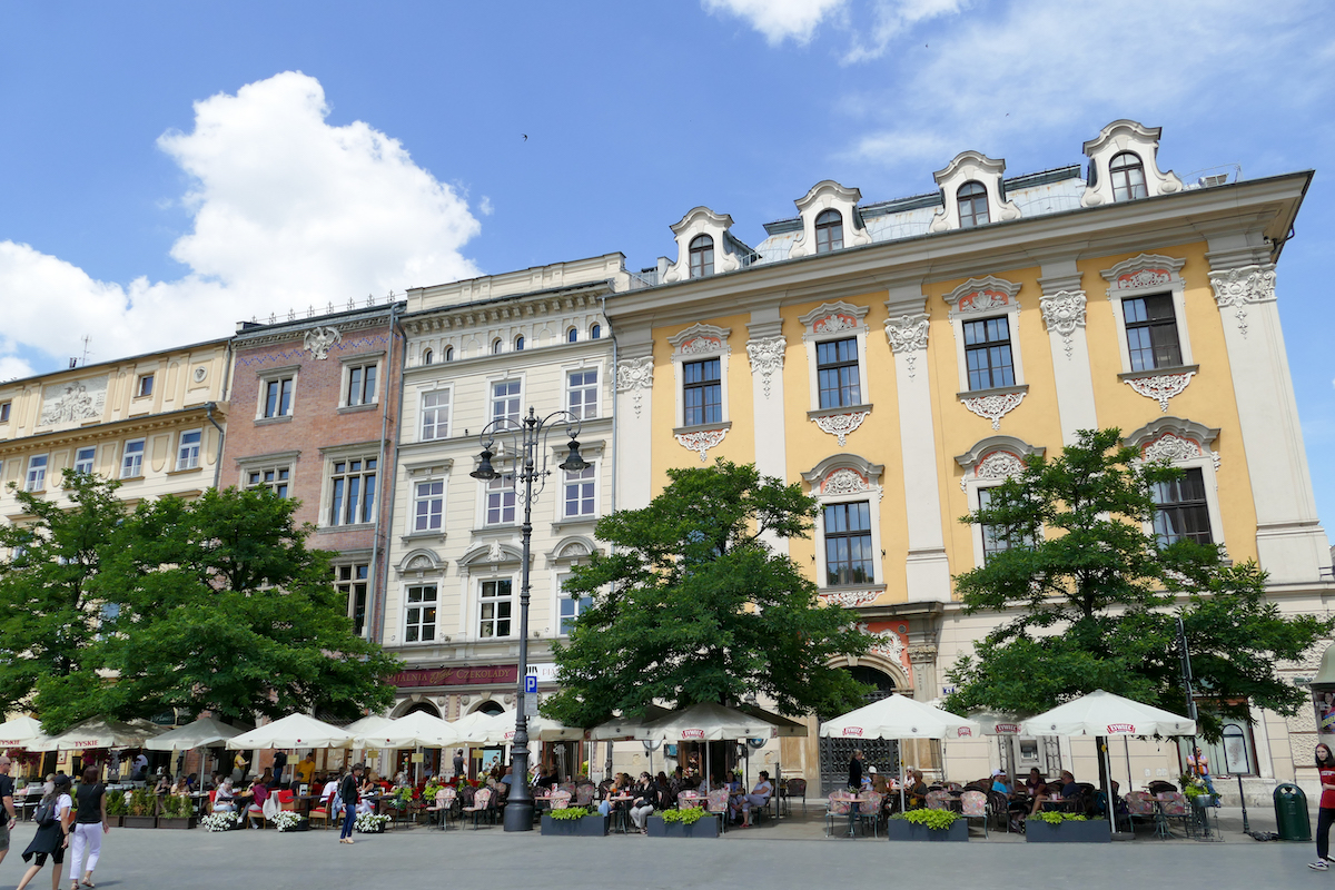 Krakau, Rynek, praechtige Hausfassaden