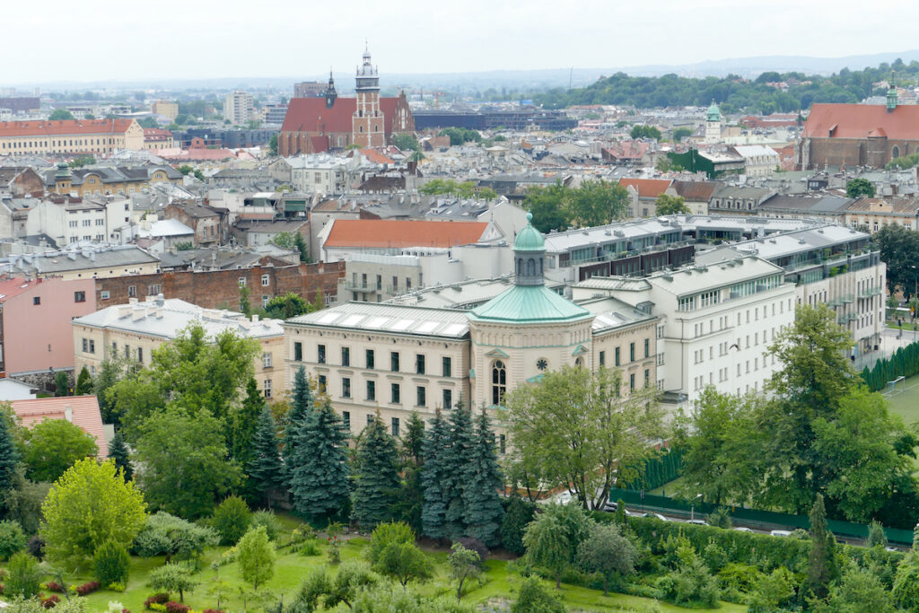 Krakau, Wawelburg, Blick auf die Altstadt vom Sandomir-Turm